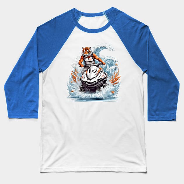 Jet ski Tiger Baseball T-Shirt by chuseco3